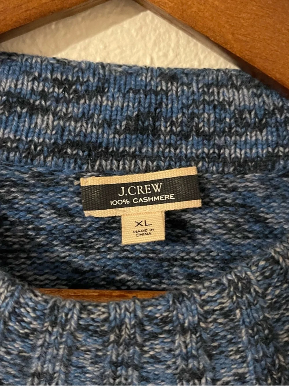 J. Crew 100% Cashmere Women’s XL Blue Marled Button-Shoulder Crewneck Sweater